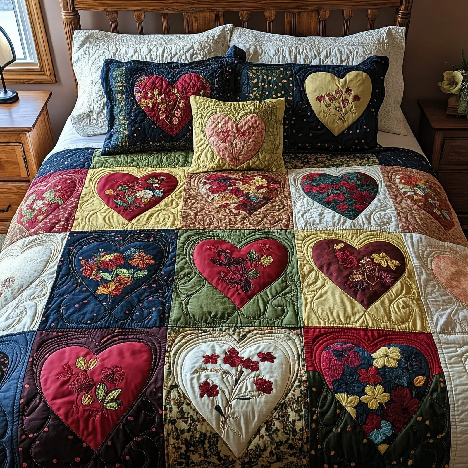 Heart Romantic Petals Quilted Bedding Set Valentine Day Gifts For Your Daughter