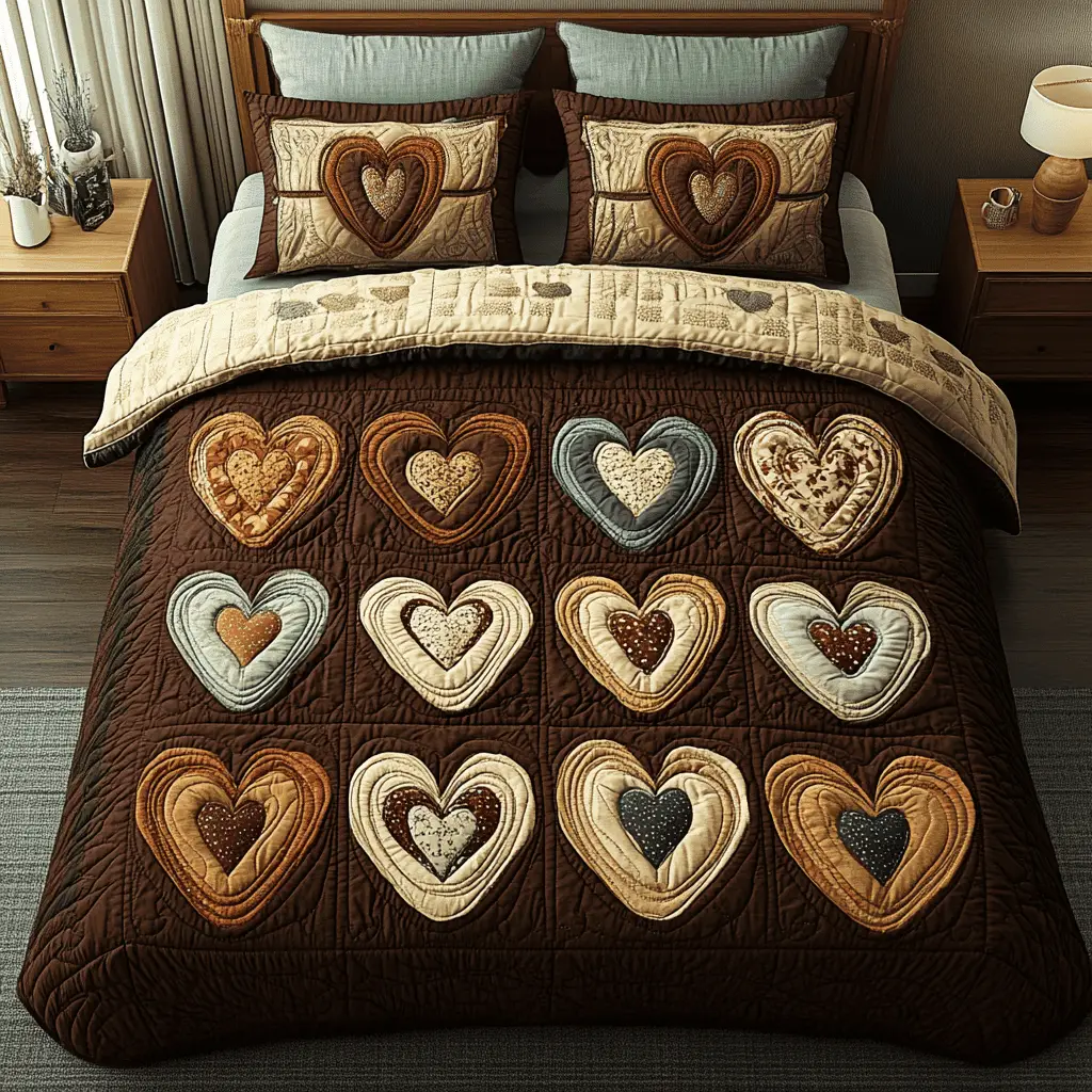 Heart Rustic Love Quilted Bedding Set Gifts To Give Your Wife For Valentine Day