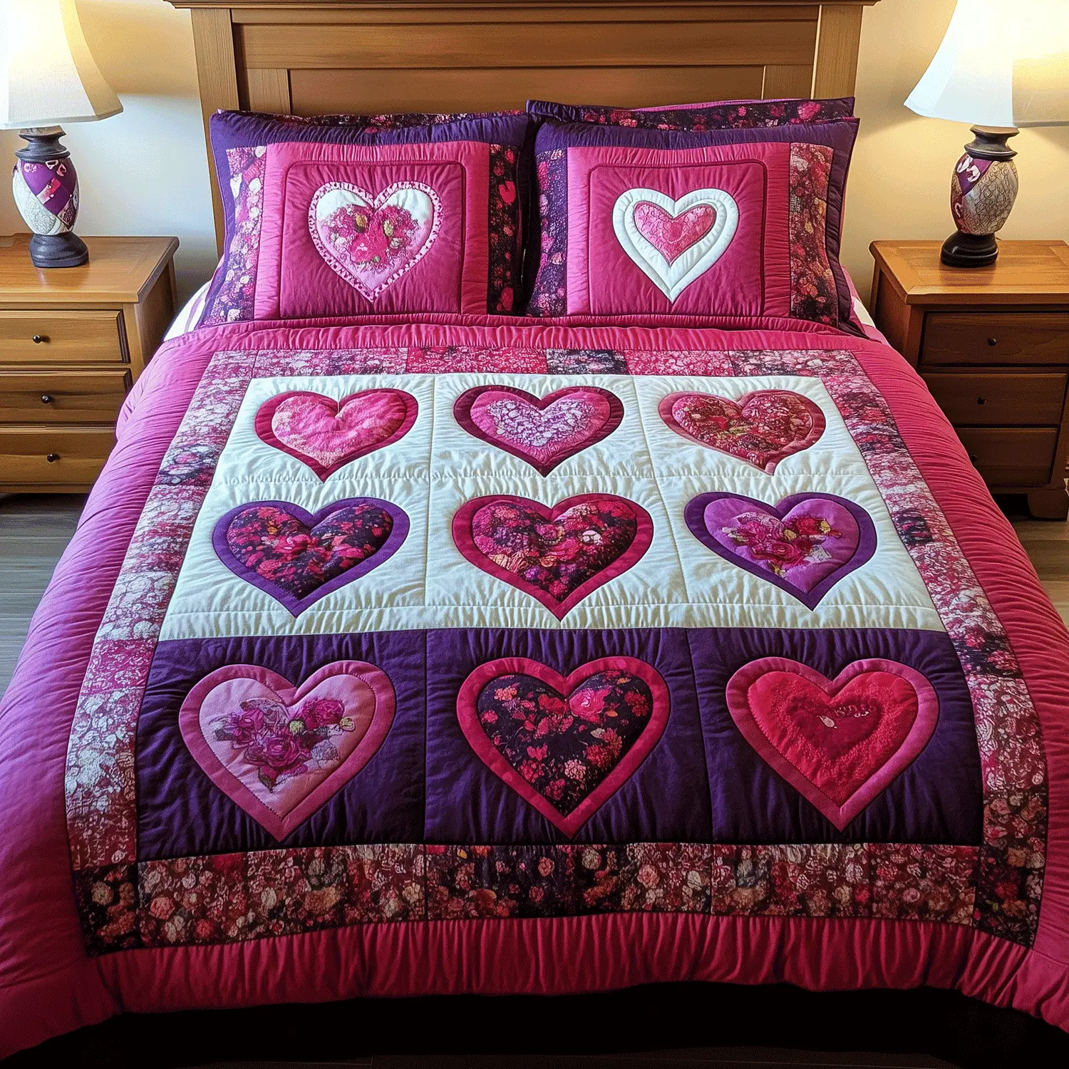 Heart Whispers Quilted Bedding Set Valentine Day Present Ideas For The Whole Family