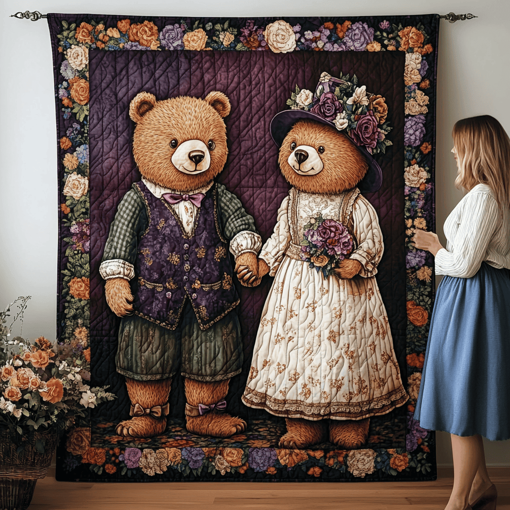 Heartfelt Bear Quilted Blanket Viral Home Decor Valentines Gift Idea For Husband Heartfelt Bear Quilted Blanket Viral Home Decor Valentines Gift Idea For Husband - Image 1