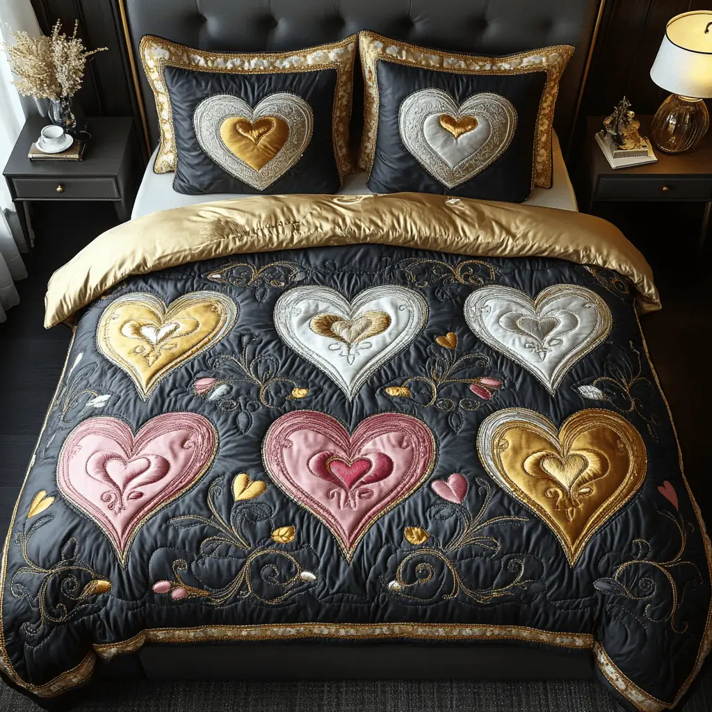 Heartfelt Harmony Quilted Bedding Set Gifts To Give Your Mother In Law For Valentine Day