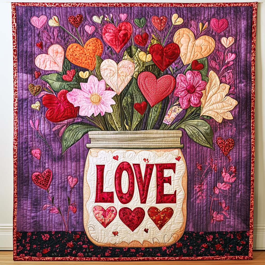 Heartfelt Harmony Quilted Blanket Modern Home Decor Unique Valentine's Day Ideas Gifts