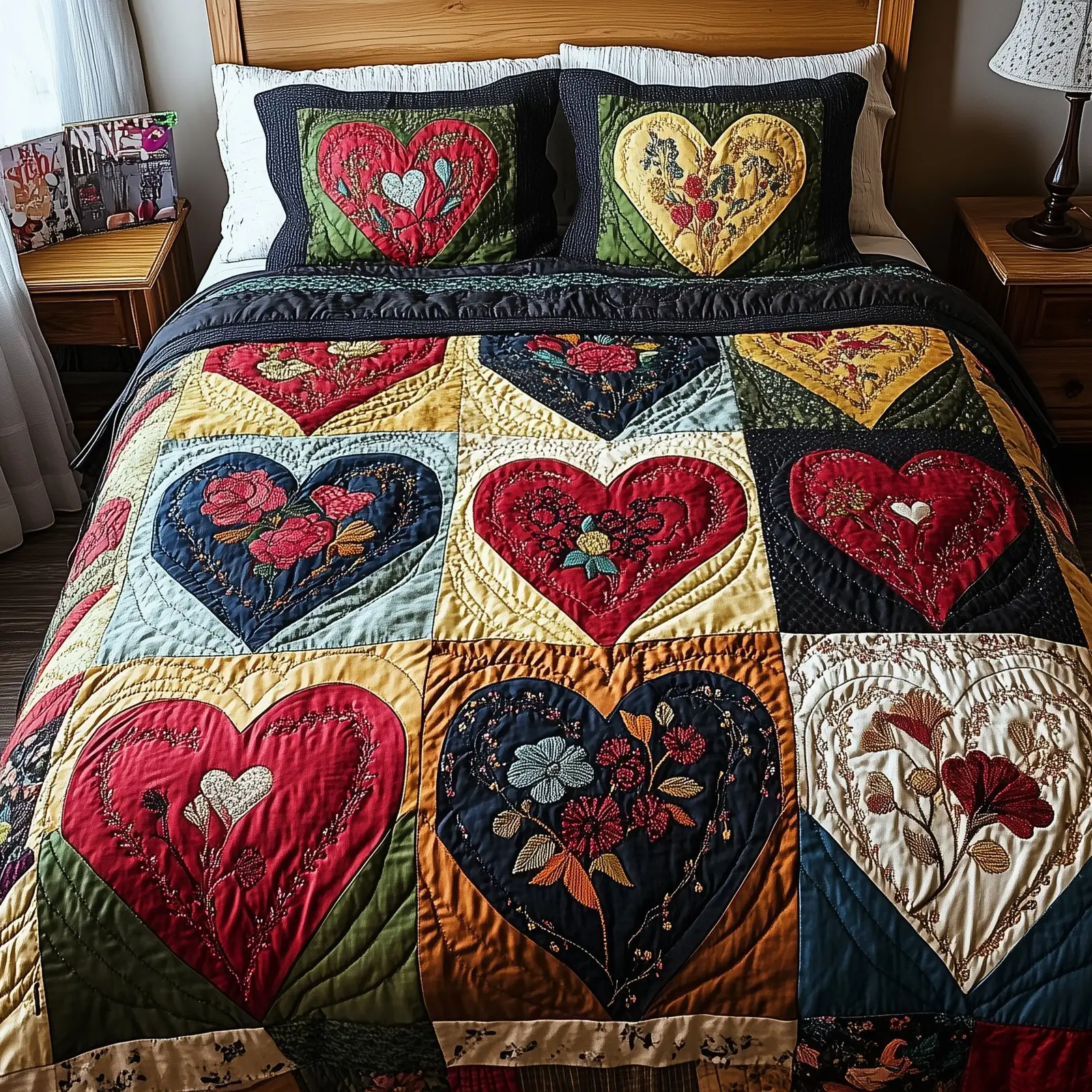 Heartfelt Vintage Blooms Quilted Bedding Set Vintage Home Decor Valentines Gifts For Boyfriend