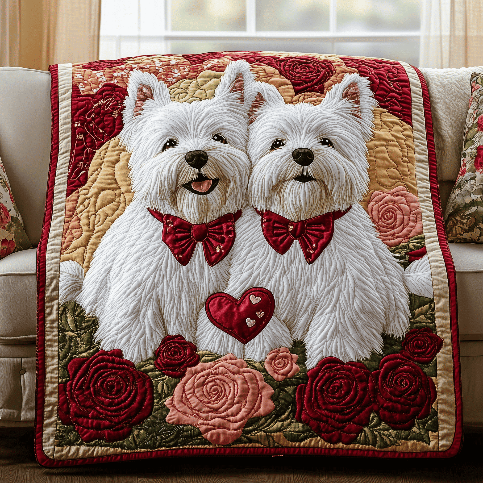 Heartfelt Westie Moments Quilted Blanket Home Decor Ideas Unique Valentine's Day Ideas Gifts