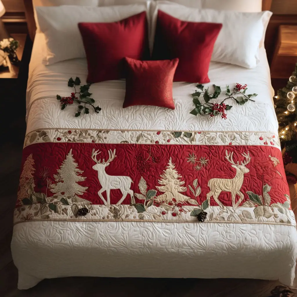 Hearth Magic Quilted Bed Runner Hearthside Magic Christmas Gift for Mom Hearth Magic Quilted Bed Runner Hearthside Magic Christmas Gift for Mom - Image 1