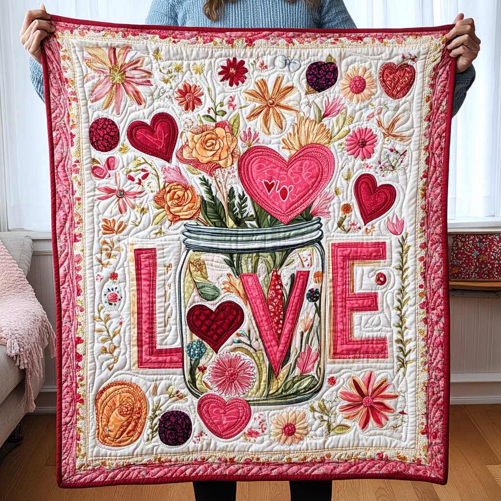 Hearth Of Love Quilted Blanket Modern Home Decor Unique Valentine's Day Ideas Gifts