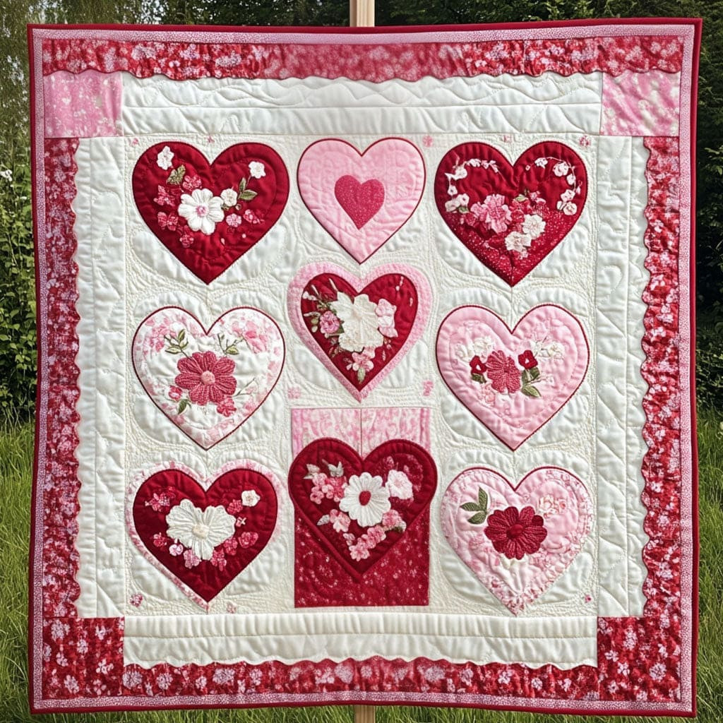 Heartstrings Melody Quilted Blanket Vintage Home Decor First Valentine Gift For Girlfriend
