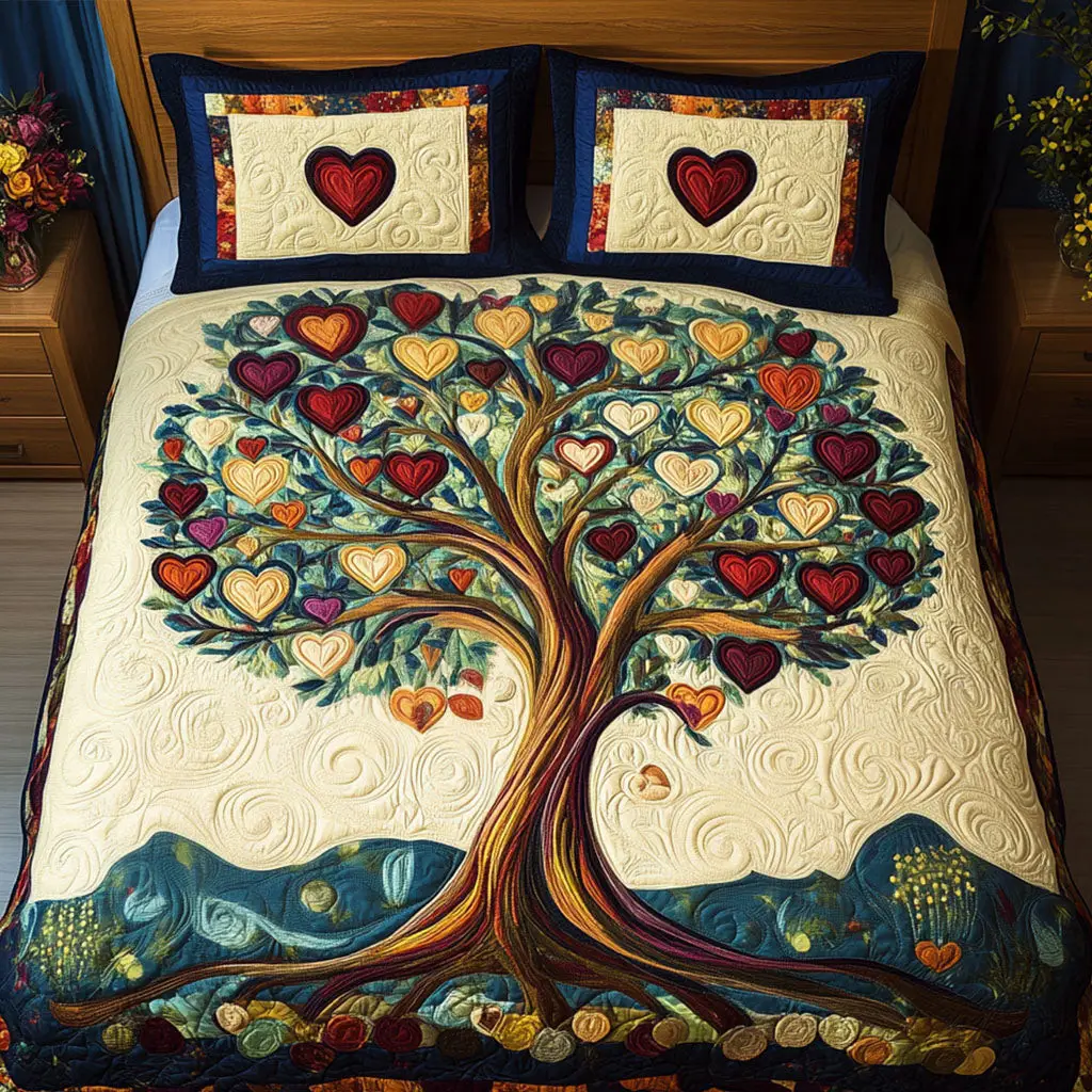 Heartwood Harmony Quilted Bedding Set Chic Home Decor Unique Valentine's Day Ideas