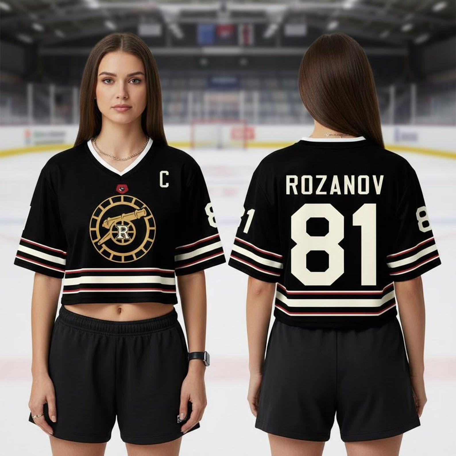 Heated Rivalry Crop Top Football Jersey Women's Team Rozanov 81 Fan Apparel