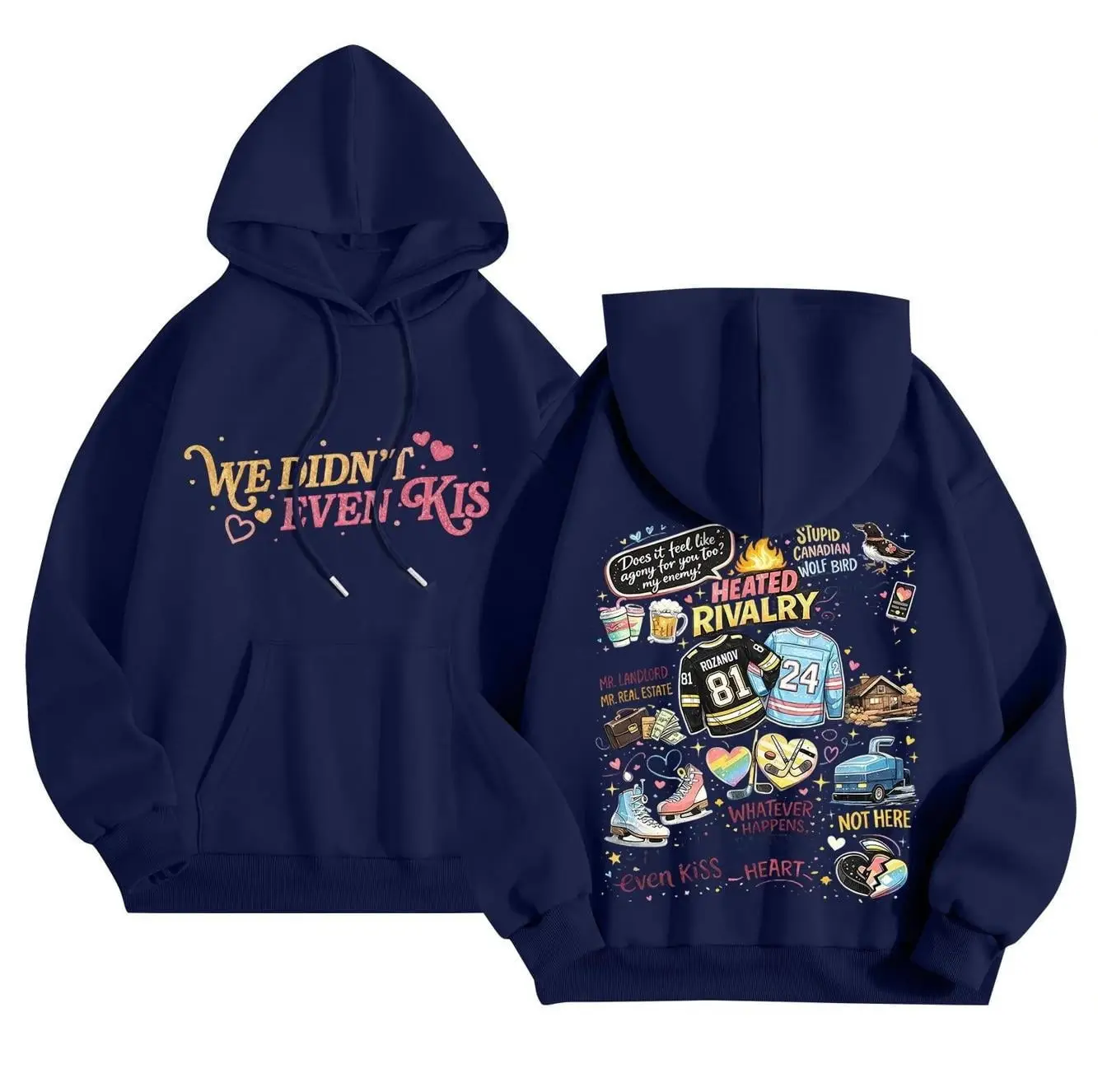 Heated Rivalry Hockey Hoodie Merch Ilya & Shane We Didn't Even Kiss Fan Apparel