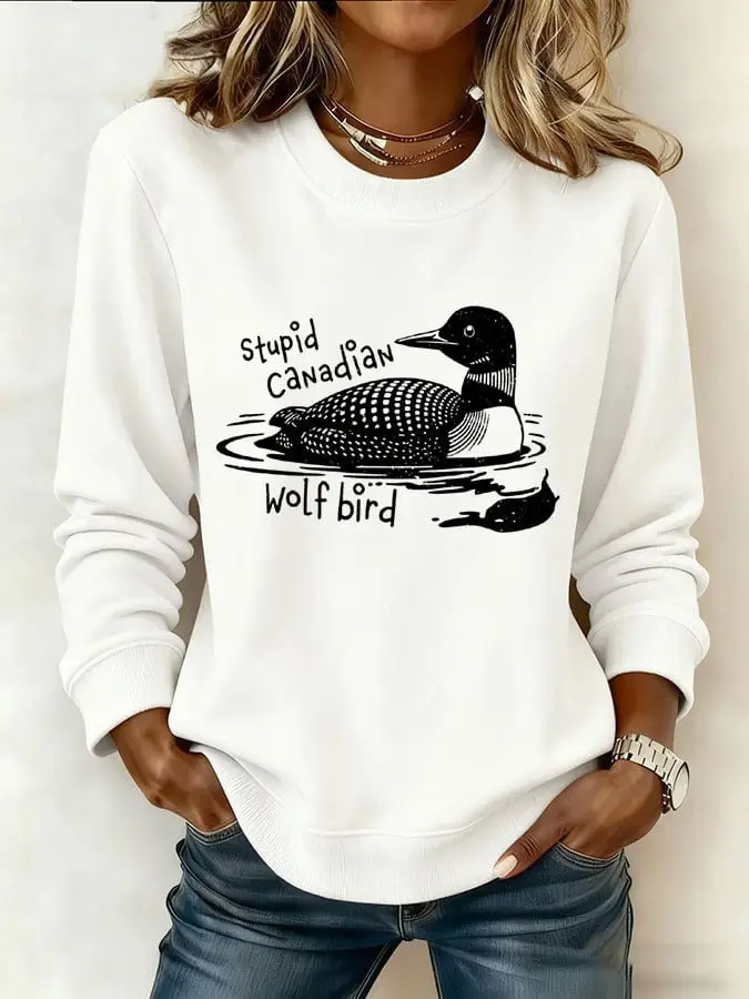 Heated Rivalry Stupid Canadian Wolf Bird Sweatshirt Romance Hockey Heated Rivalry Fan Merch