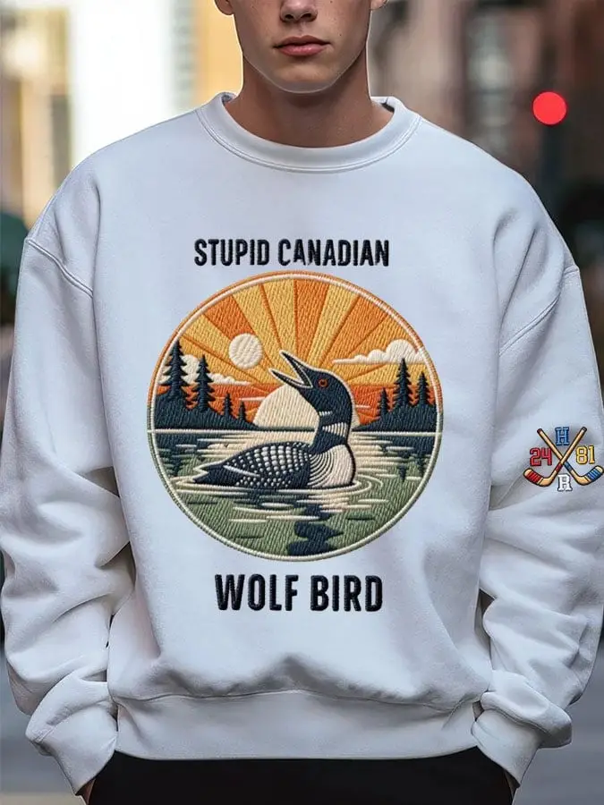 Heated Rivalry Stupid Canadian Wolf Bird Sweatshirt Rozanov Hollander Romance Hockey Fan Merch