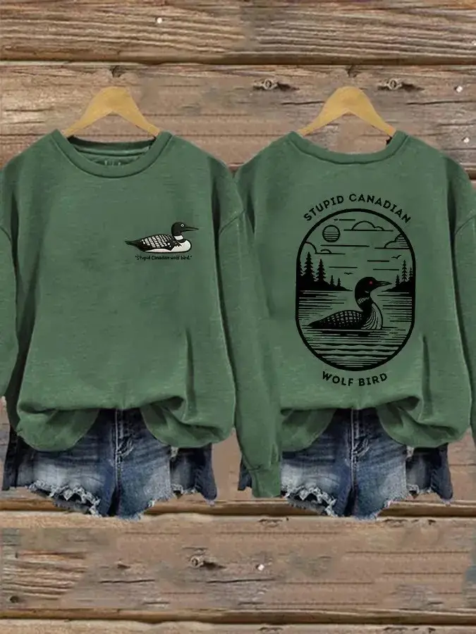 Heated Rivalry Stupid Canadian Wolf Bird Sweatshirt Women's Heated Rivalry Fan Merch Shop