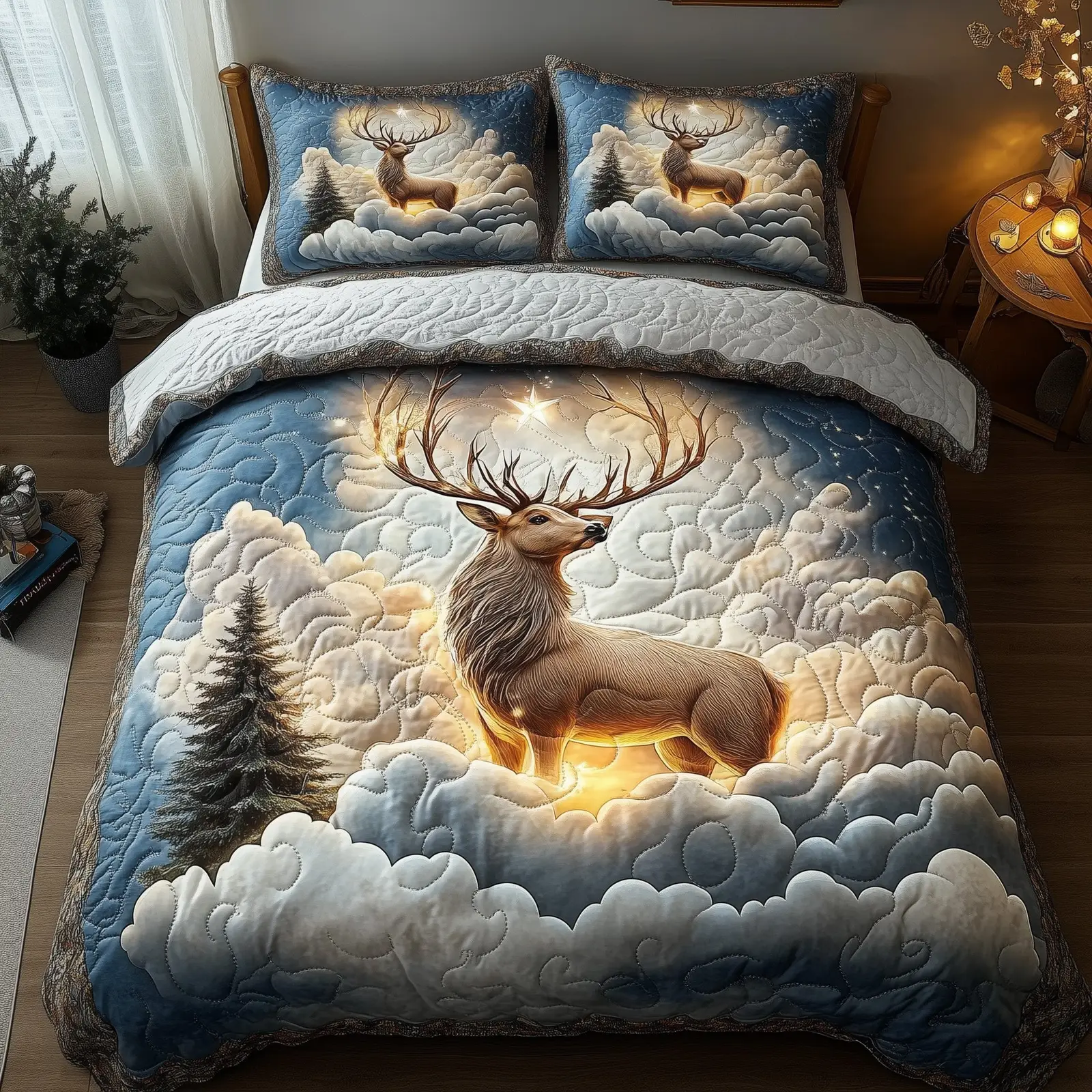 Heaven Deer Quilted Bedding Set For Women