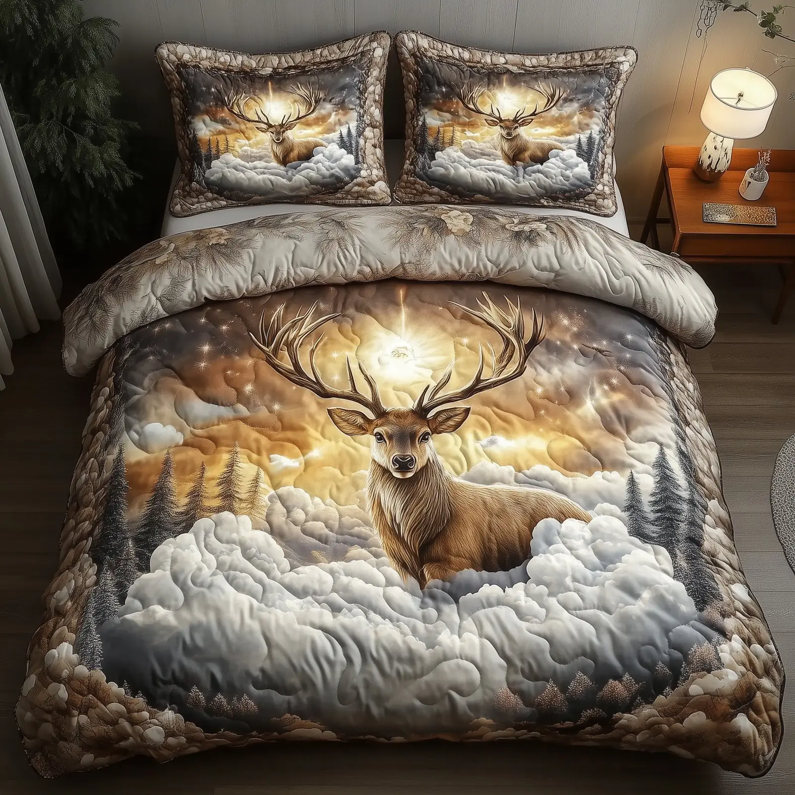 Heaven Deer Quilted Bedding Set Refresh Your Room