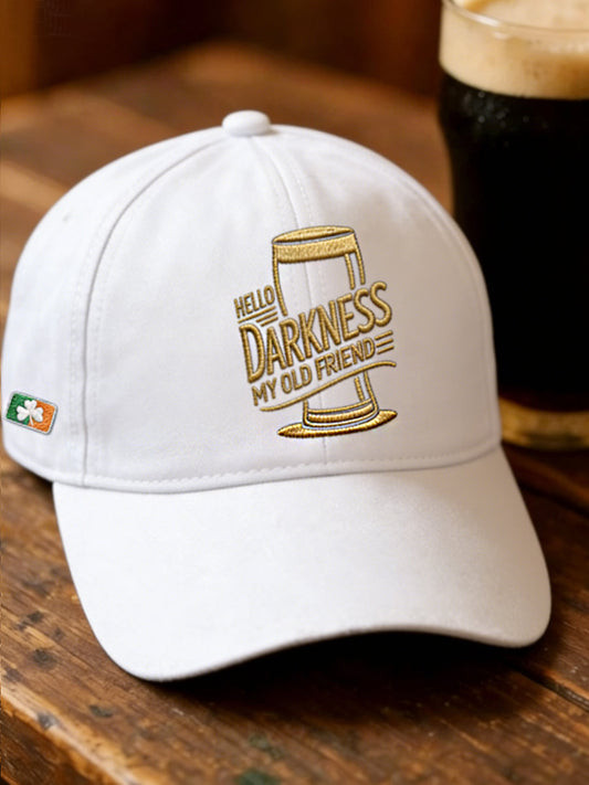 Hello Darkness My Old Friend Baseball Cap St Patricks Day Irish Guinness Hat Funny Beer Gift Hello Darkness My Old Friend Baseball Cap St Patricks Day Irish Guinness Hat Funny Beer Gift - Image 1