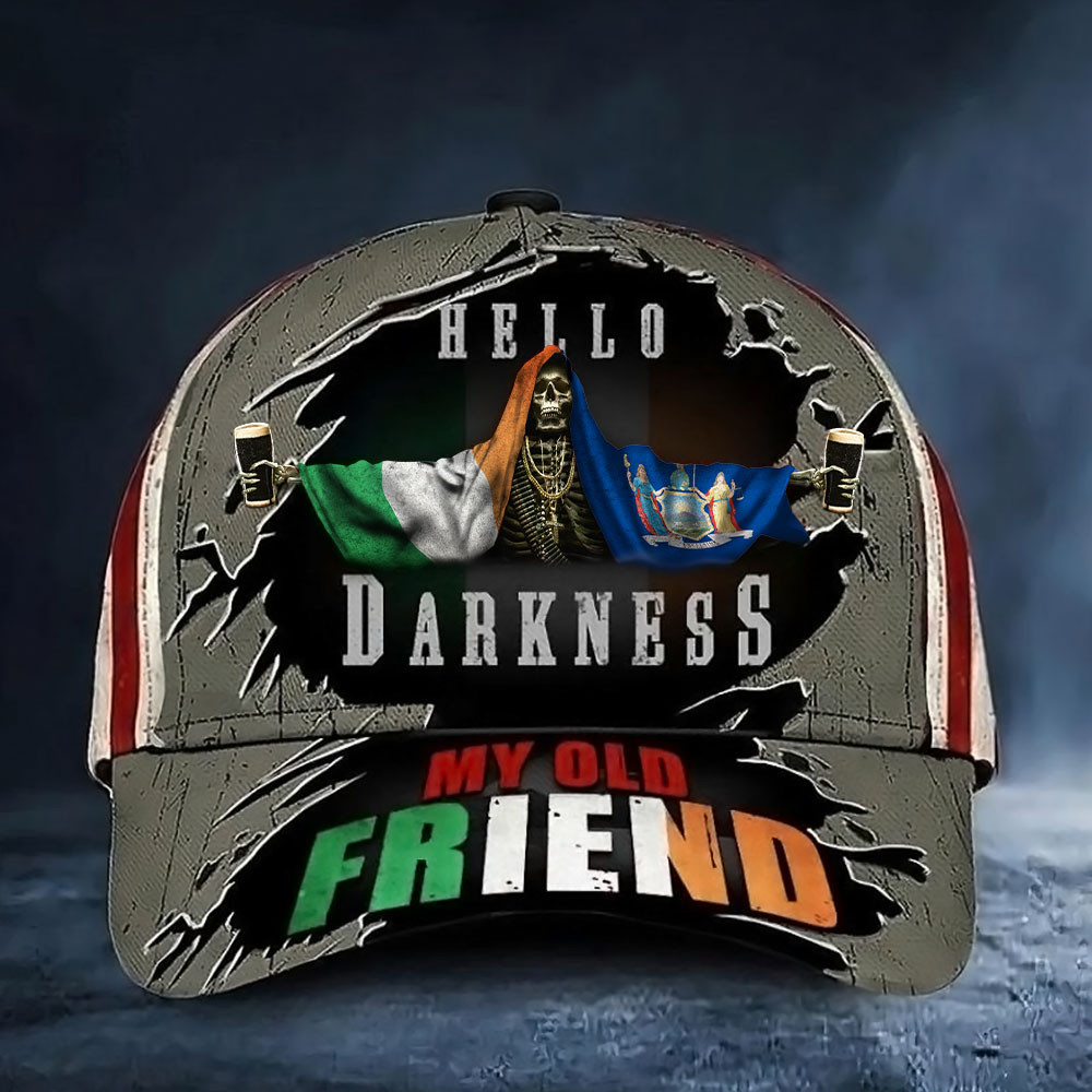 Hello Darkness My Old Friend Guinness Hat Flag Of New York Baseball Cap St Paddys Day Gift