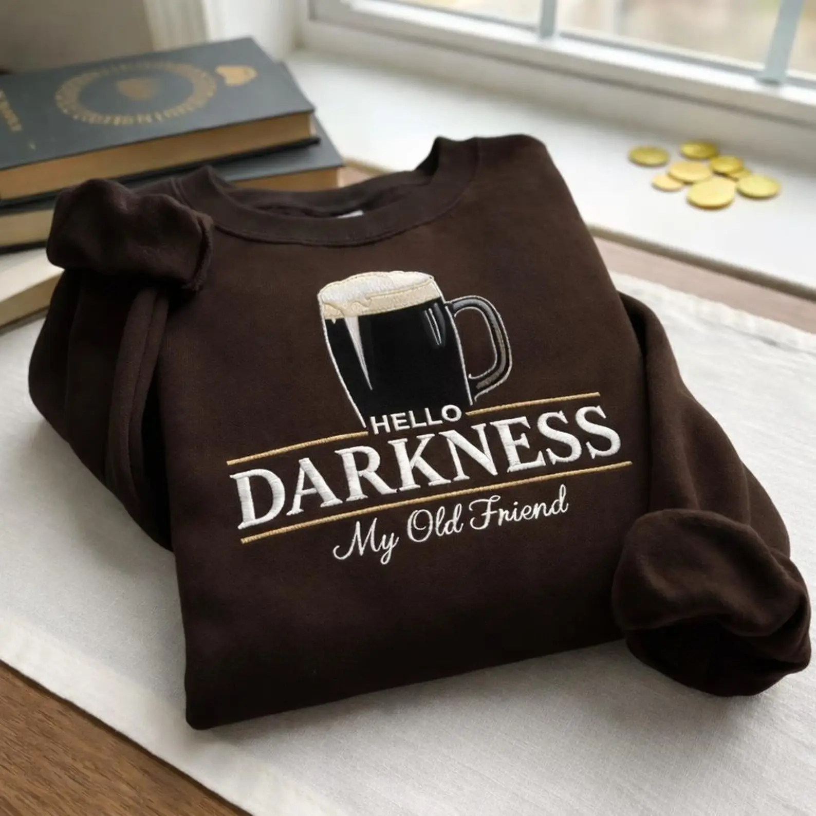 Hello Darkness My Old Friend Sweatshirt Irish Beer Drinking Tee St. Patrick's Day Gift Hello Darkness My Old Friend Sweatshirt Irish Beer Drinking Tee St. Patrick's Day Gift - Image 1