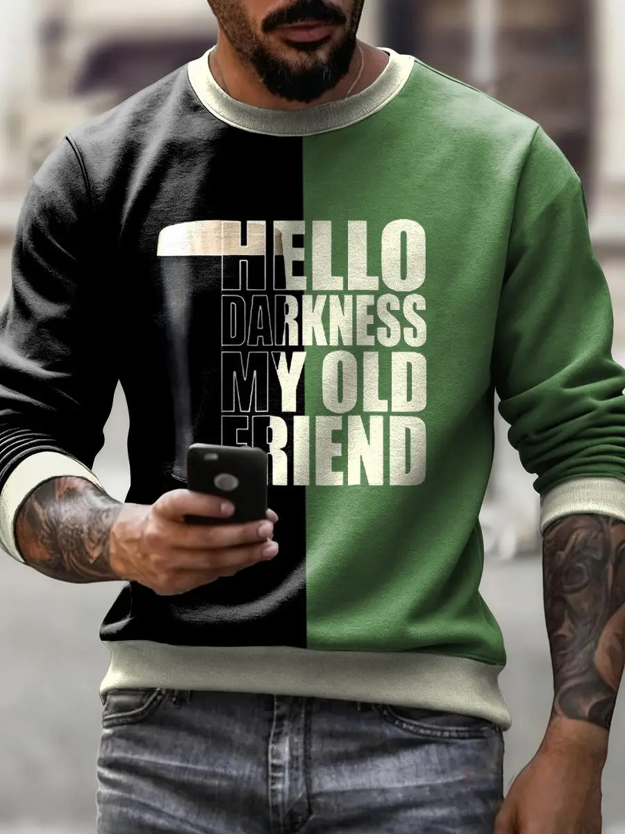 Hello Darkness My Old Friend Sweatshirt Mens Irish Dark Beer Graphic St Patrick Day Outfit