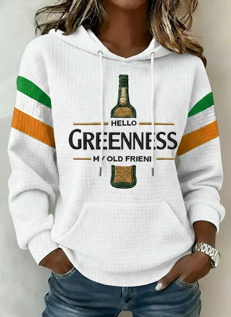 Hello Greenness My Old Friend Waffle Sweatshirt Funny St. Patrick’s Day Gift For Women