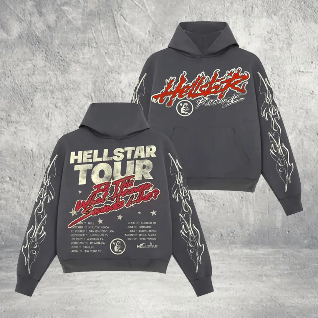 Hellstar Record Tour Hoodie Flame Graphic Print Best Gift for Boyfriend