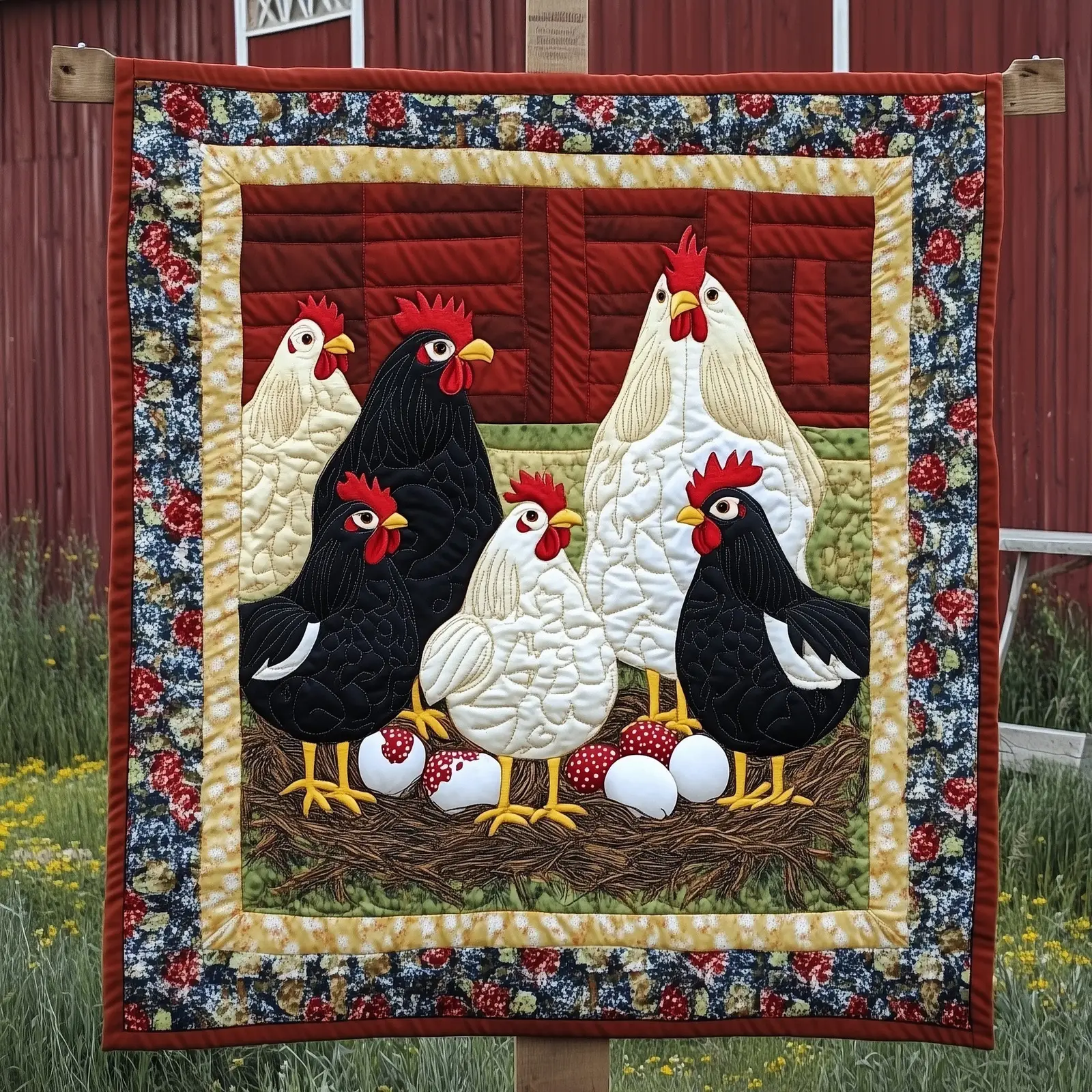 Hen House Quilted Blanket Rustic Farmhouse Chicken Quilt Presents For Chicken Lovers And Farmers