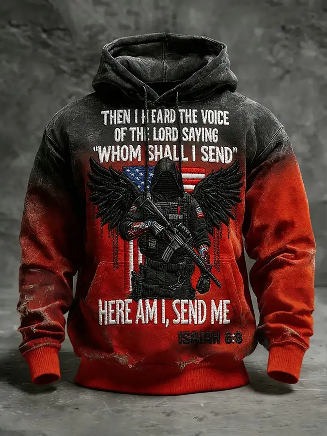 Here Am I Send Me Isaiah 6 8 Veteran Soldier Hoodie Patriotic Christian Warrior Gift For Military Fans