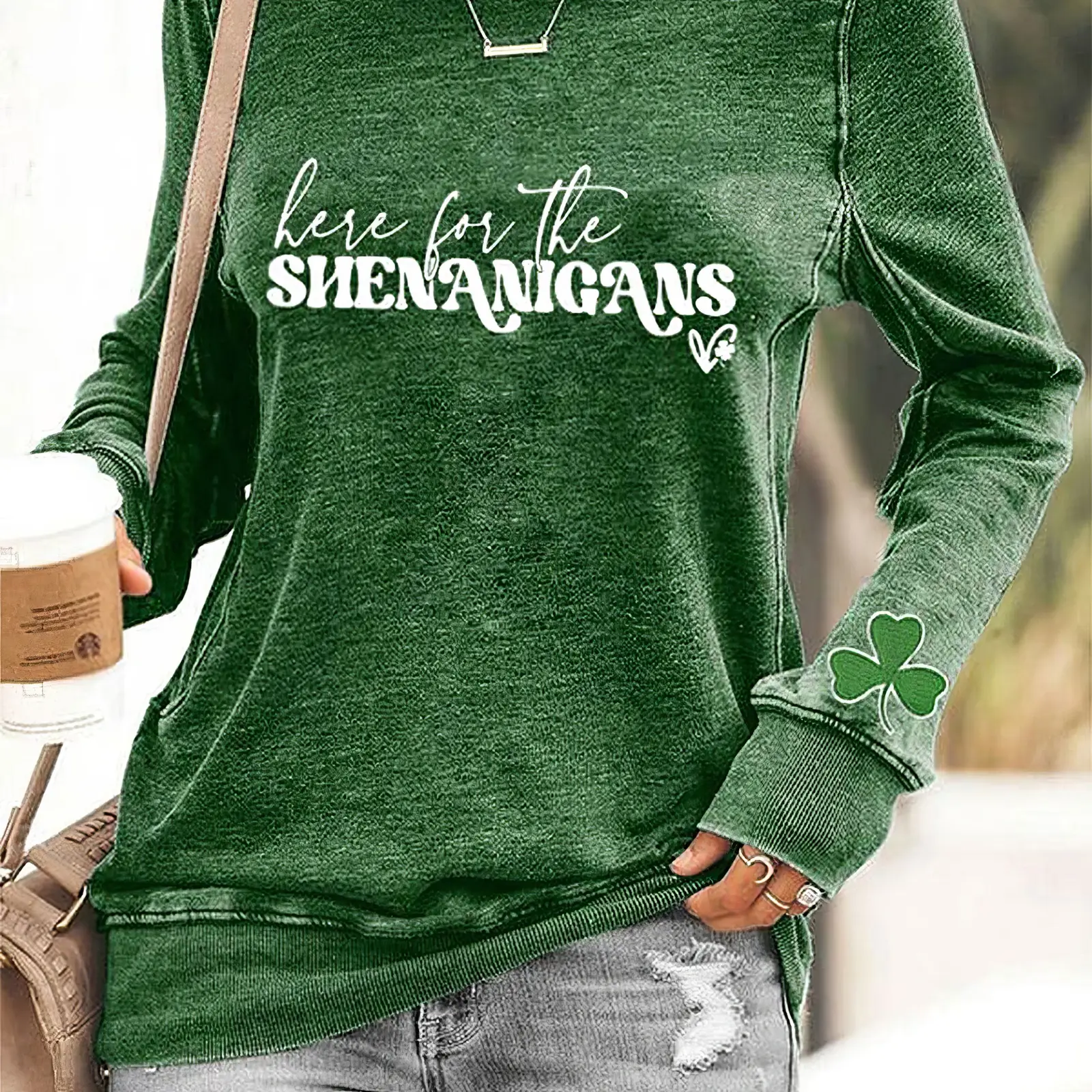 Here For The Shenanigans Sweatshirt St.Patrick's Day Apparel Gifts For Daughter
