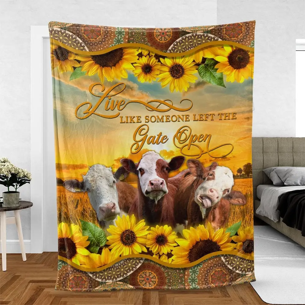 Hereford Live Like Someone Left The Gate Open Blanket Farm Blanket Gift For Farmer