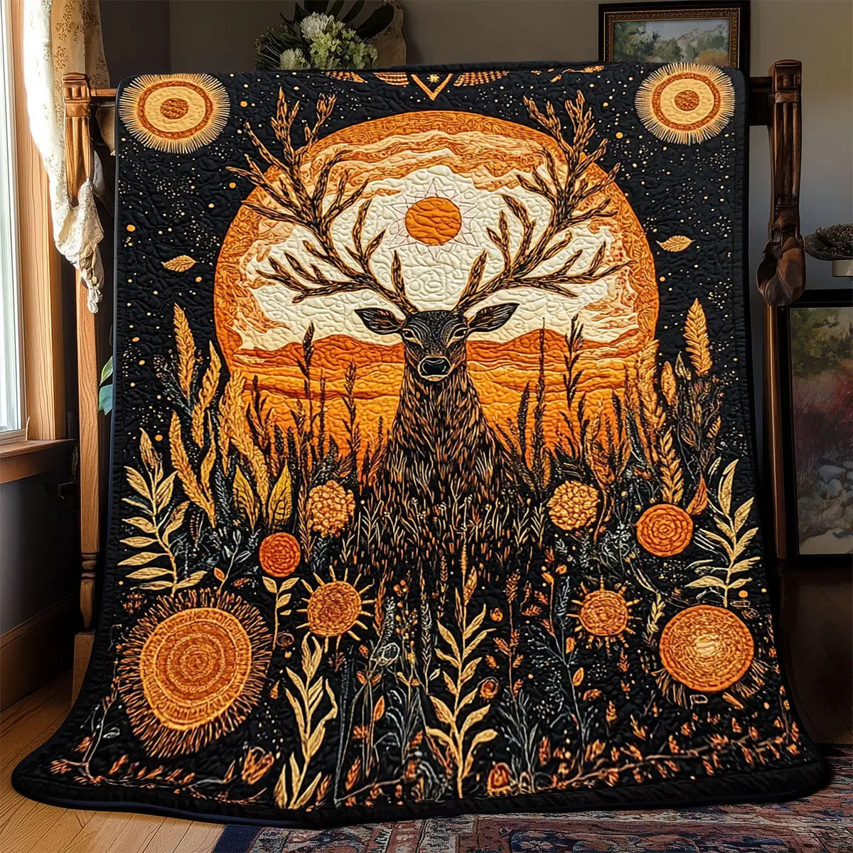 Heritage Deer Quilted Throw Blankets Father's Day Gifts For Husband