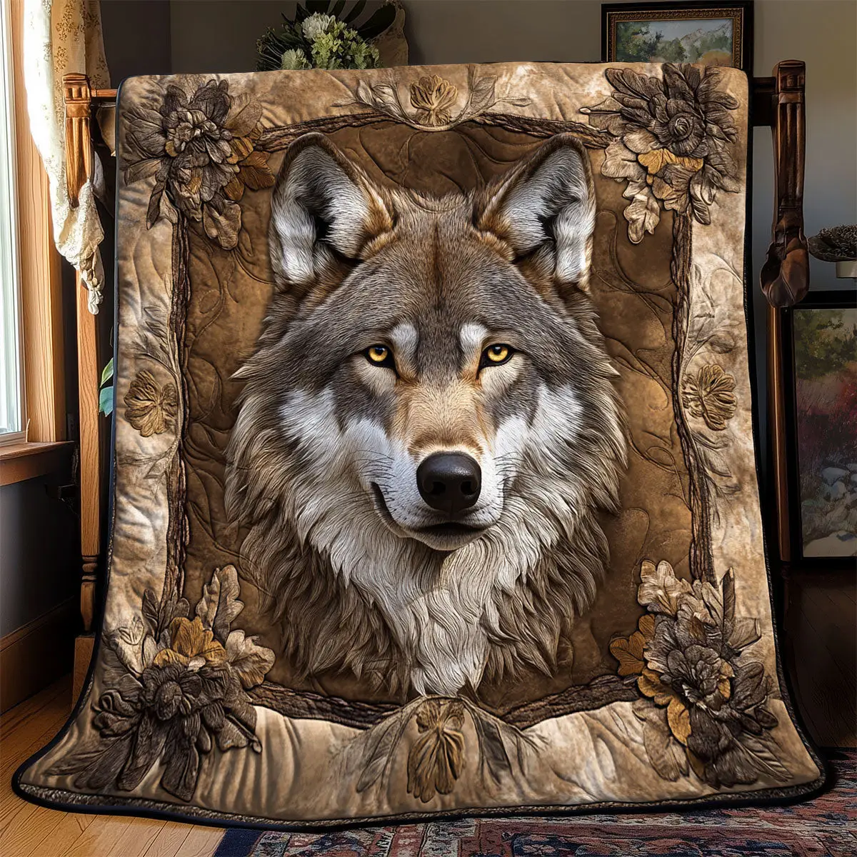 Heritage Wolf Quilted Throw Blankets Mother's Day Gifts For Daughter