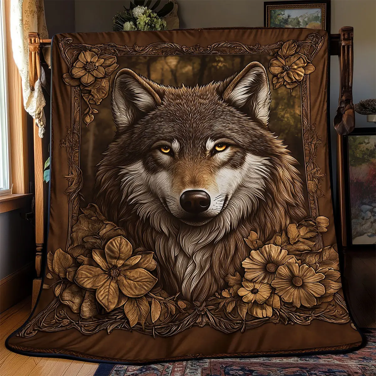 Heritage Wolf Quilted Throw Blankets Retirement Gift Ideas For Men