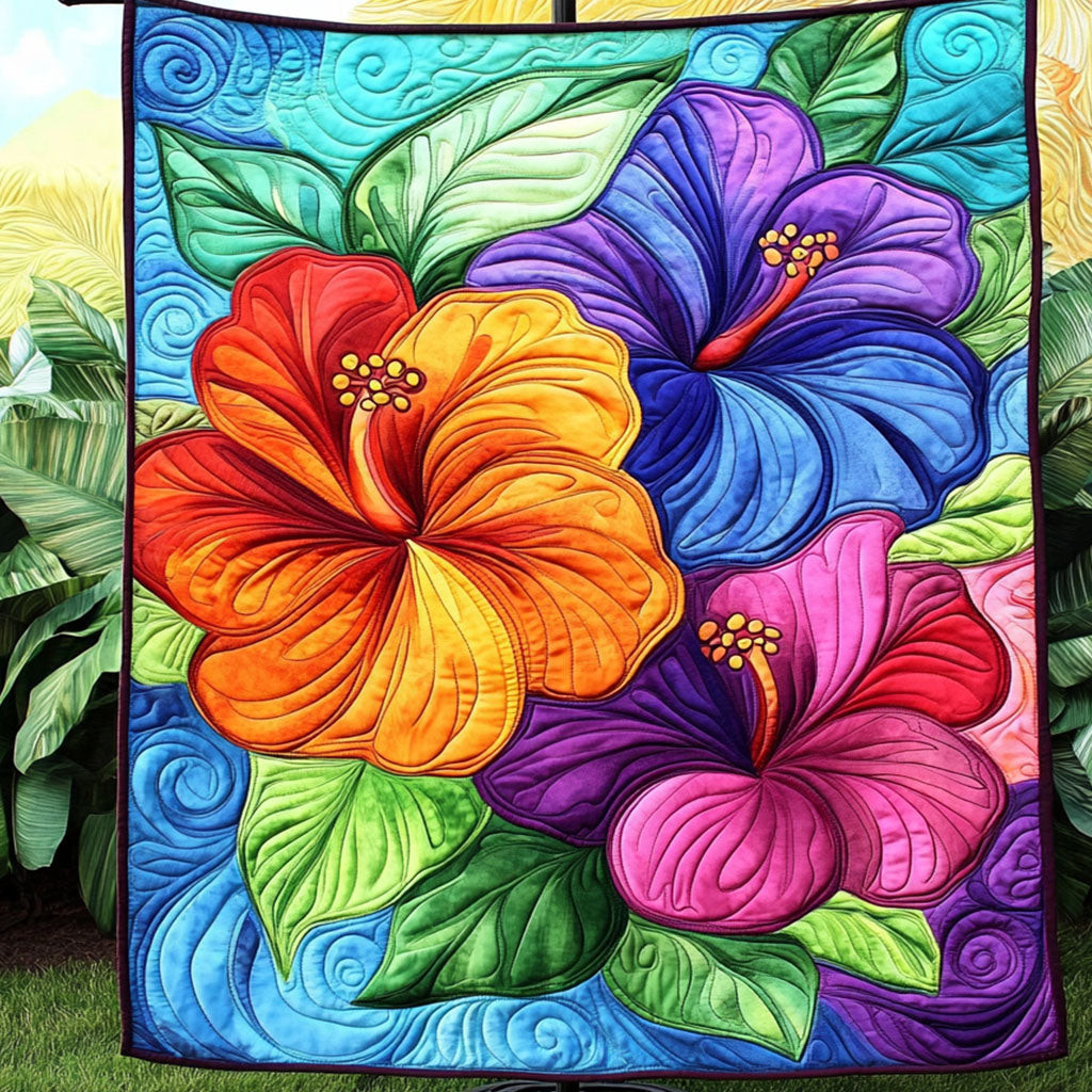 Hibiscus Dreamscape Quilted Blanket Sofa Couch Throw Blanket Christmas Gifts For Flower Lovers Hibiscus Dreamscape Quilted Blanket Sofa Couch Throw Blanket Christmas Gifts For Flower Lovers - Image 1