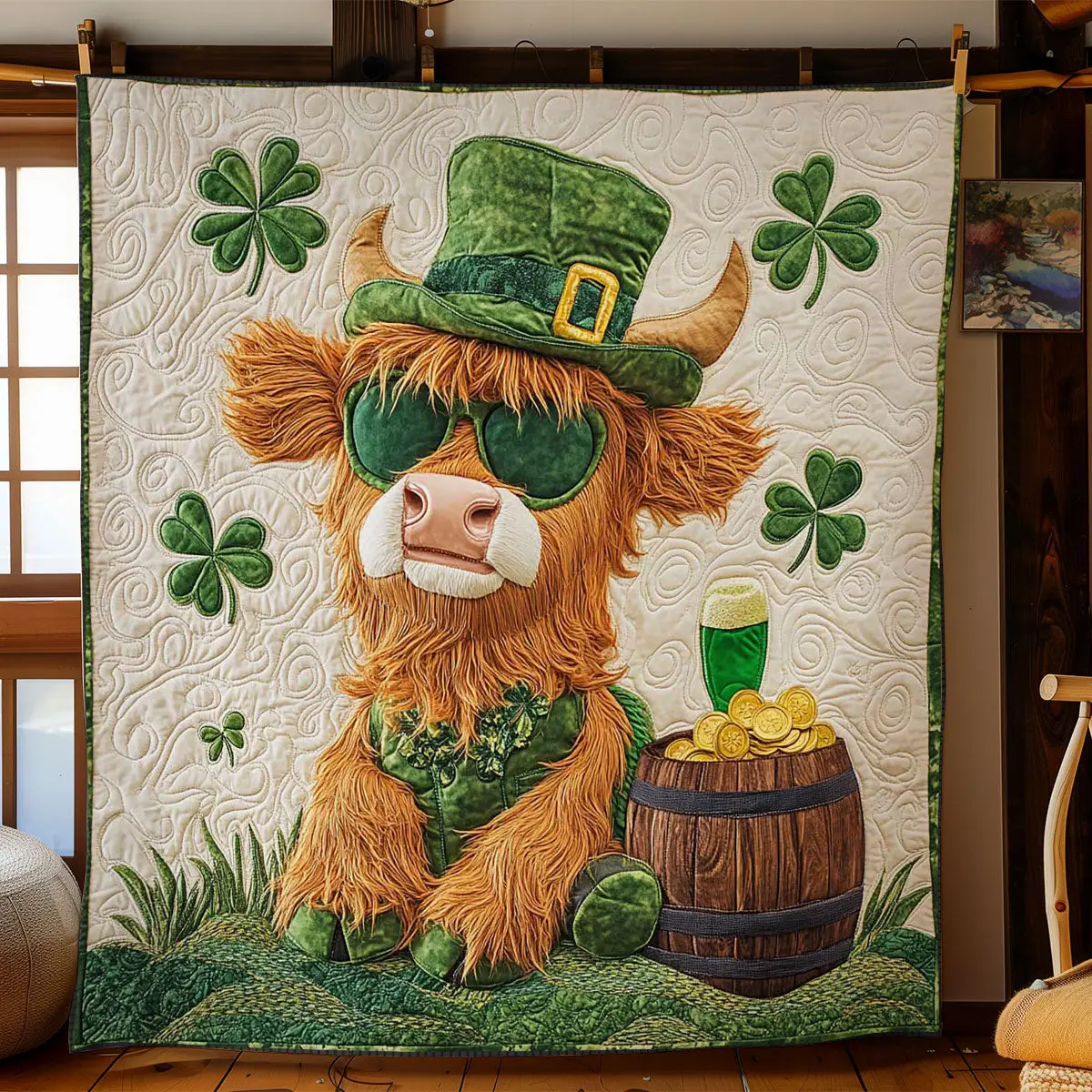 Highland Cow Patrick's Day Quilt Blanket Best Throws For Sofas Blanket St Patrick's Gift Ideas