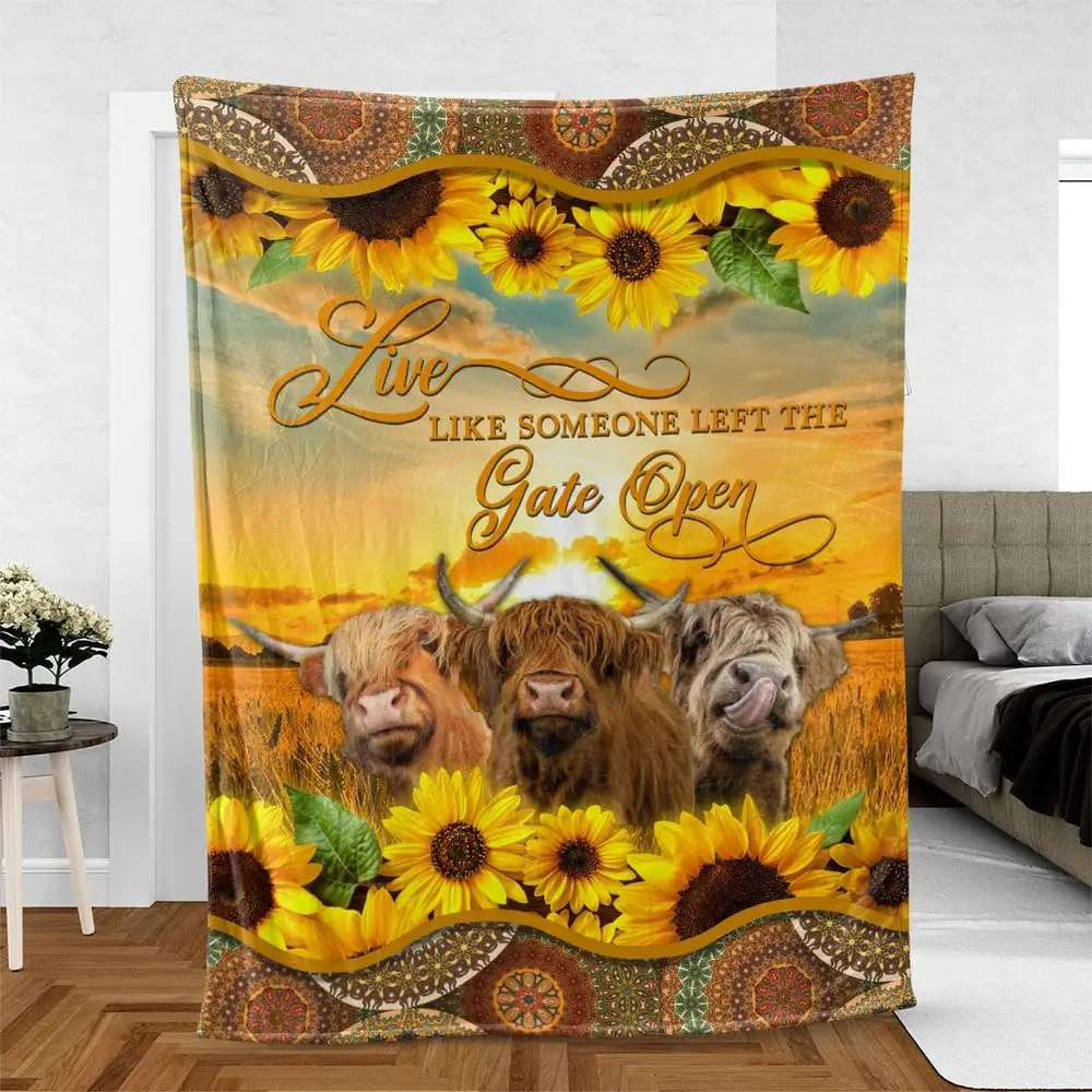 Highland Live Like Someone Left The Gate Open Blanket Farm Blanket Gift For Farmer