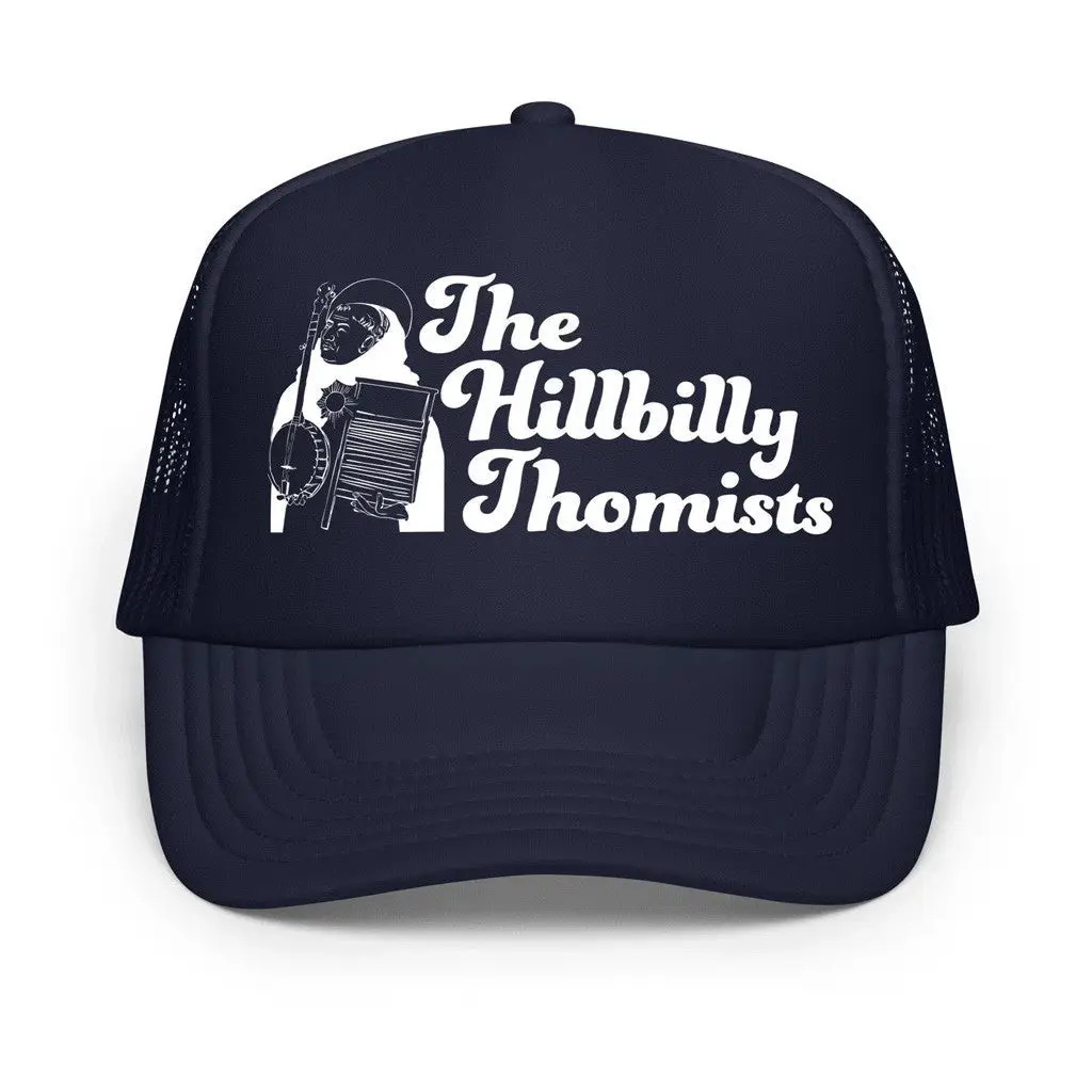 Hillbilly Thomists Merch Banjo Aquinas Trucker Hat Dad Gifts -WearandDecor