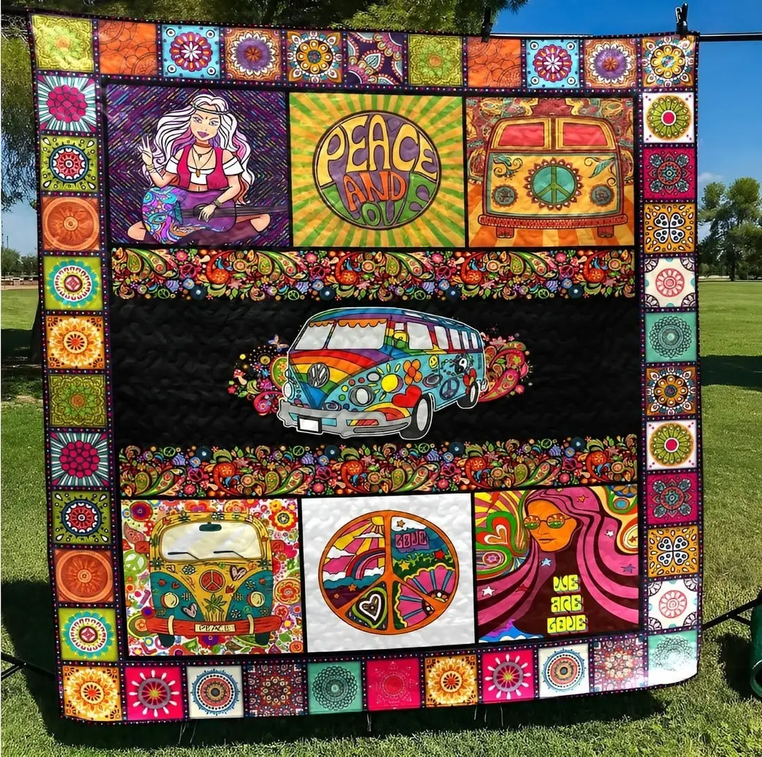 Hippie Soul Quilt Blanket Colorful Boho Garden Blanket Gift Ideas For Mother In Law