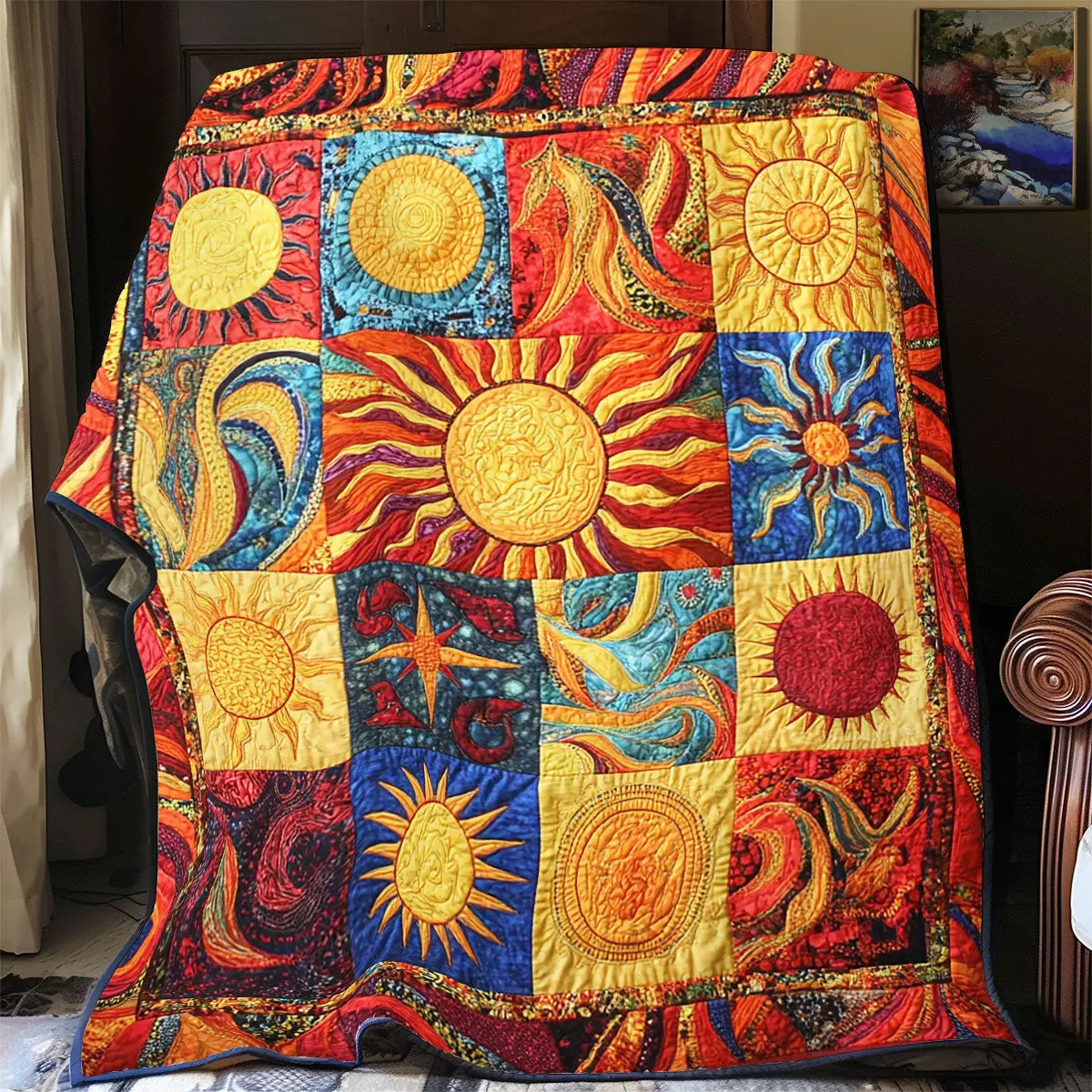 Hippie Sun Quilt Blankets Best Gift For Mothers On Mother'S Day