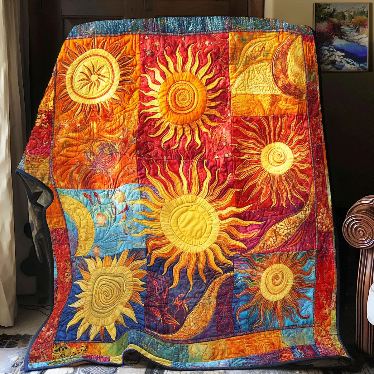 Hippie Sun Quilt Blankets Couch Blanket Gifts For Father's Day From Daughter