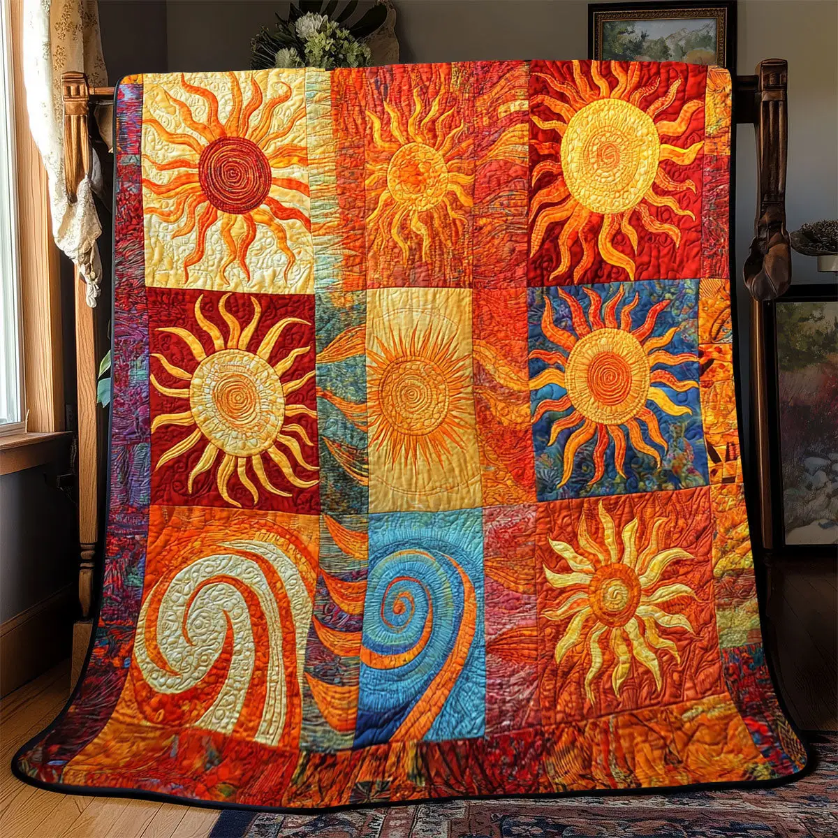 Hippie Sun Quilt Blankets Dad Gifts For Father's Day 2025 Hippie Sun Quilt Blankets Dad Gifts For Father's Day 2025 - Image 1
