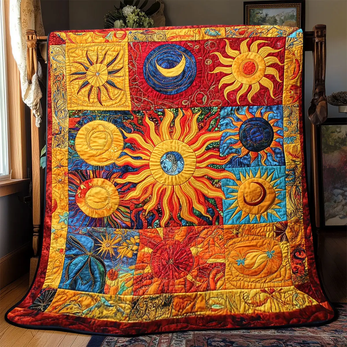 Hippie Sun Quilt Blankets Father's Day Presents From Daughter