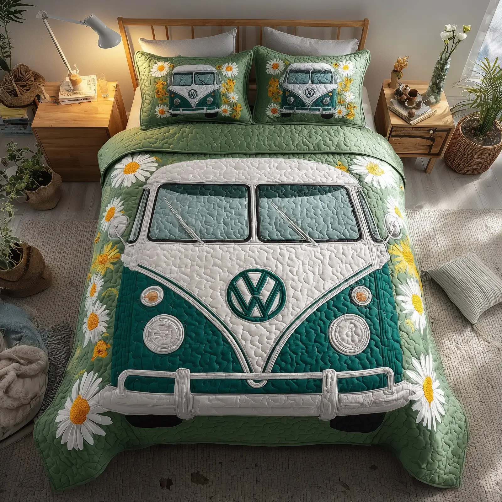 Hippie Van Quilted Bedding Set Duvet Cover Bedspread Hippie Decor Gifts For Her