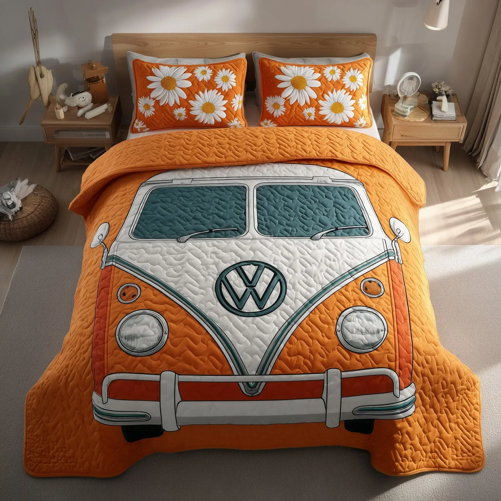 Hippie Van Quilted Bedding Set Duvet Cover Bedspread Hippie Decor Gifts For Natural Lover