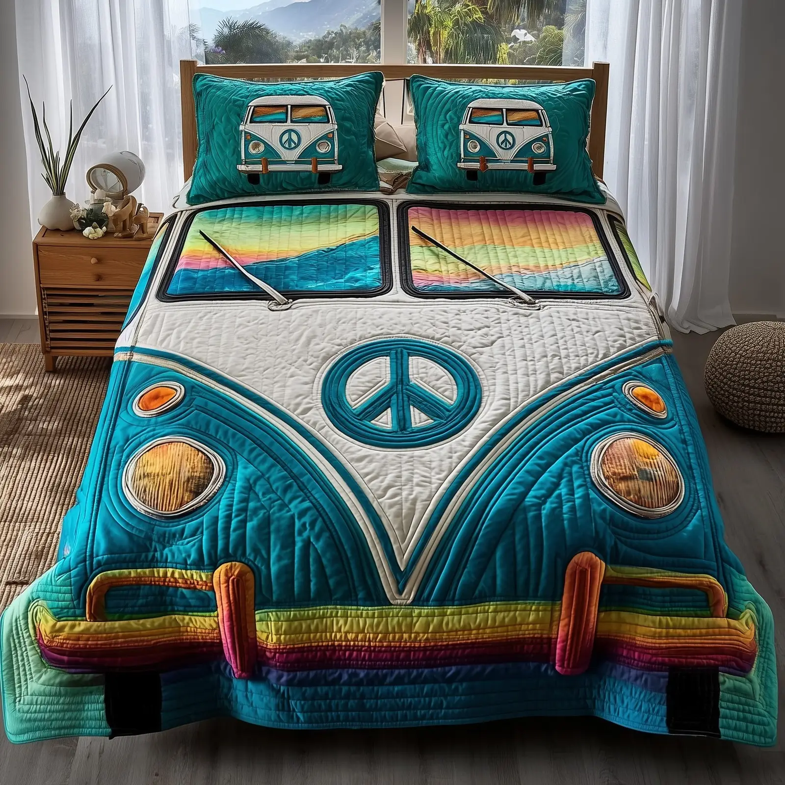 Hippie Van Quilted Bedding Set Elegant Bedding(1)