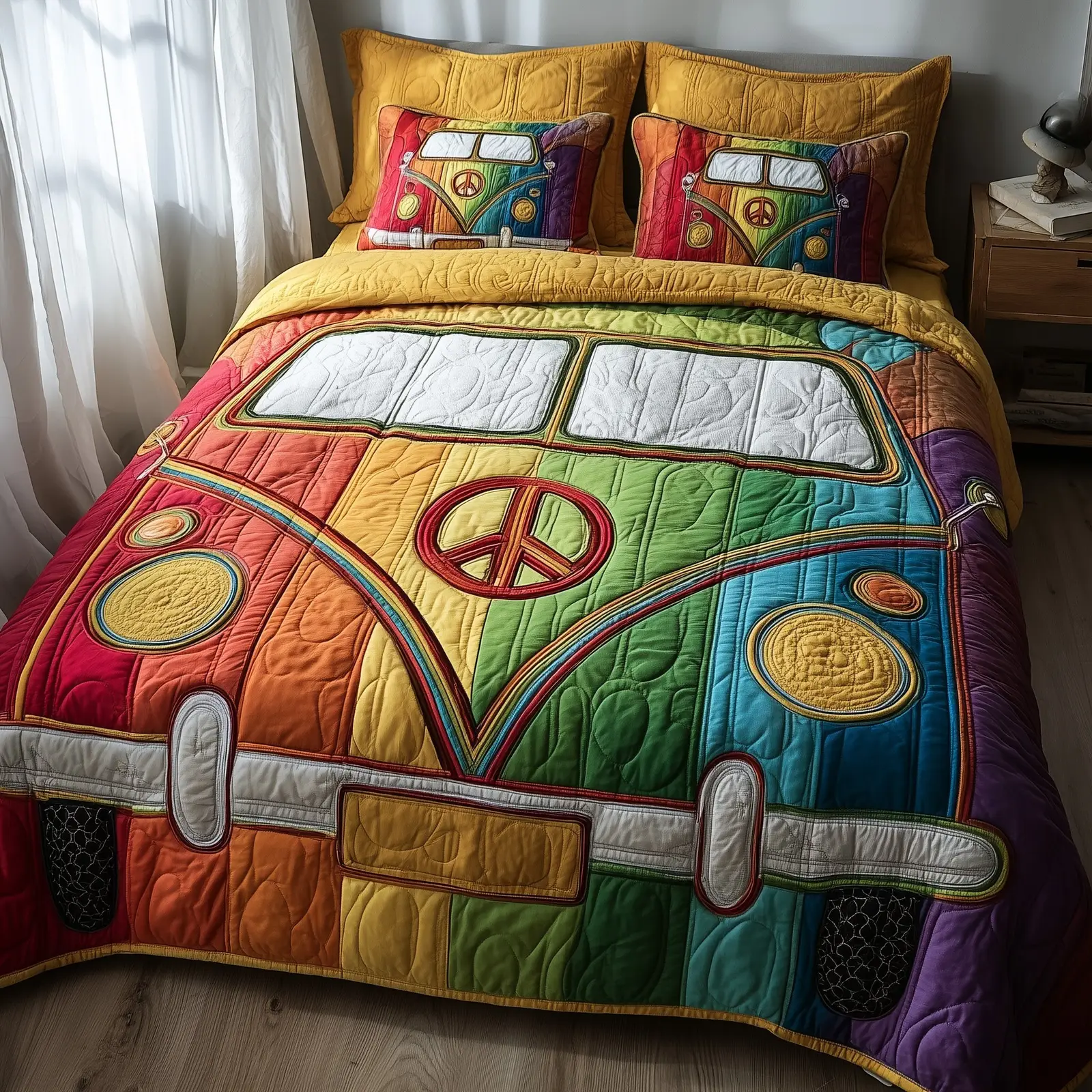 Hippie Van Quilted Bedding Set Geometrical Pattern(1)
