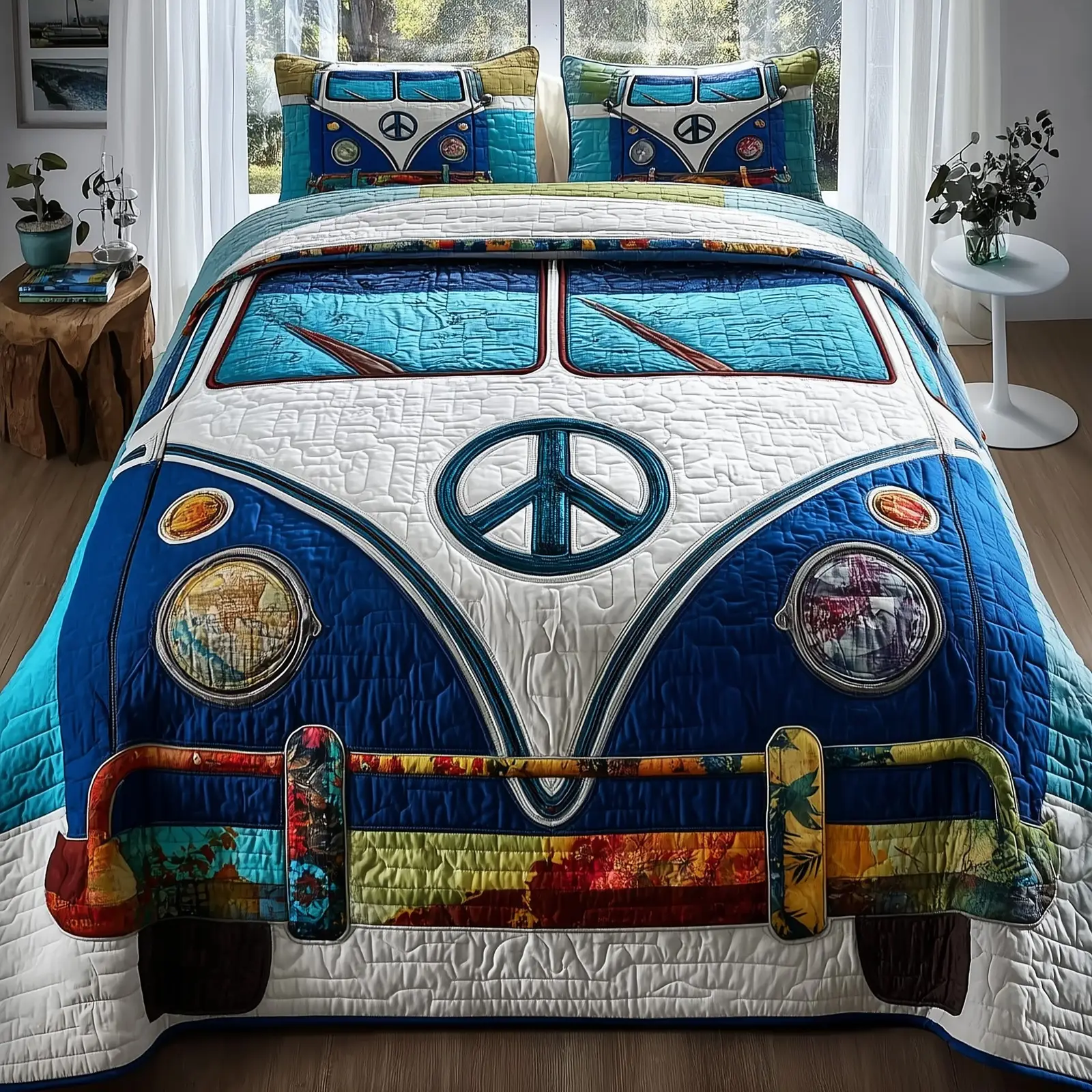 Hippie Van Quilted Bedding Set Stylish Home Decor