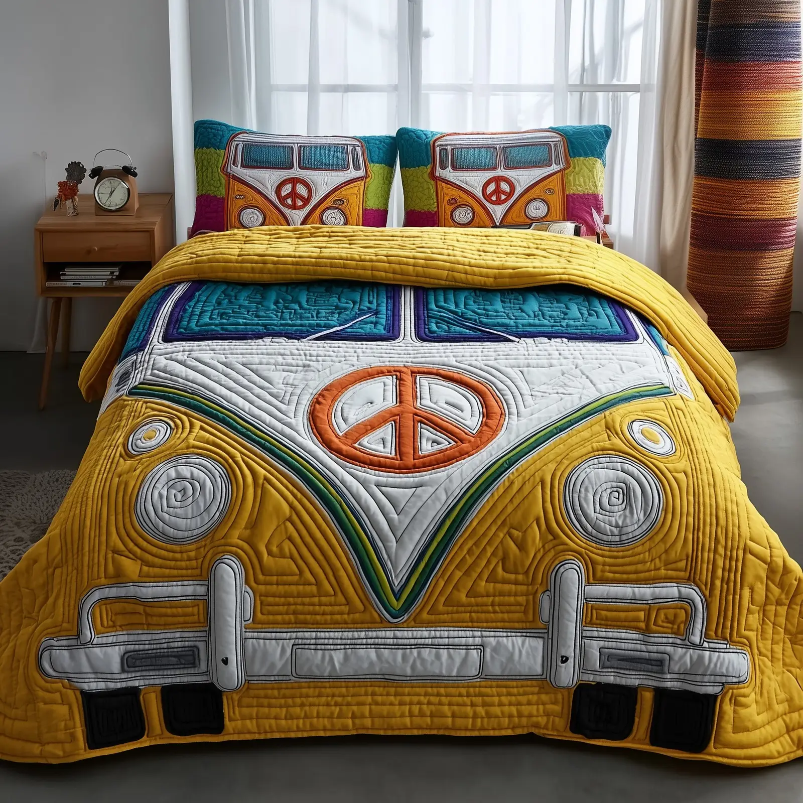 Hippie Van Quilted Bedding Set Ultimate Comfort