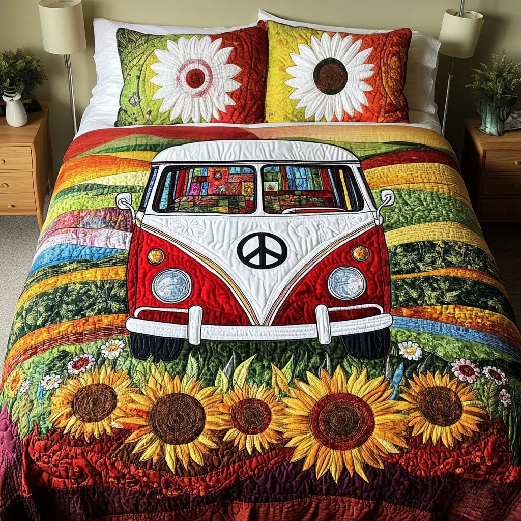 Hippie Wheels Quilted Bedding Set Bedroom Decor Ideas Best Gifts For The Hippie In Your Life Hippie Wheels Quilted Bedding Set Bedroom Decor Ideas Best Gifts For The Hippie In Your Life - Image 1
