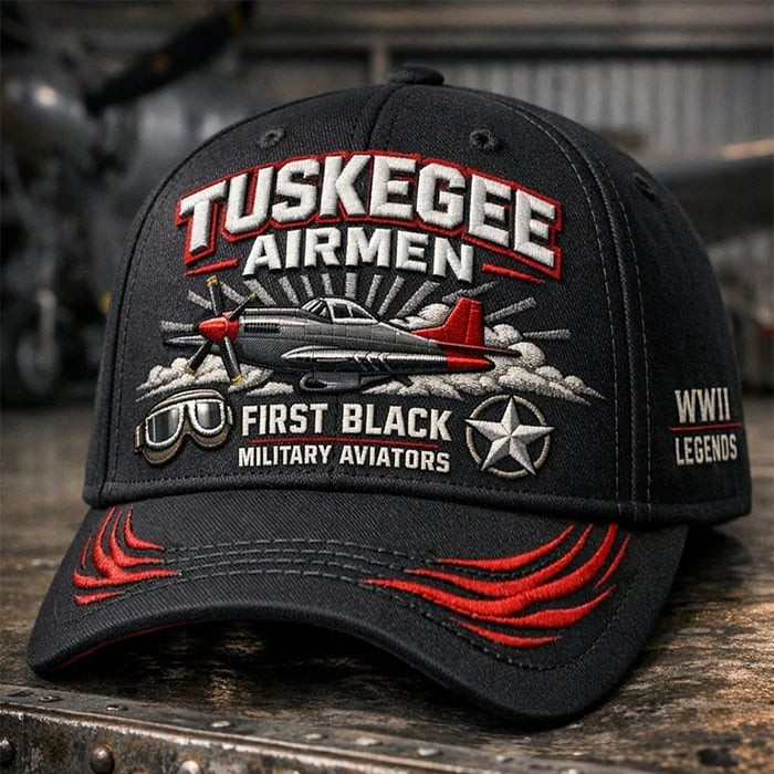 Historical Tuskegee Airmen Baseball Cap Red Tails WWII Legends Hat Gift For Him Historical Tuskegee Airmen Baseball Cap Red Tails WWII Legends Hat Gift For Him - Image 1