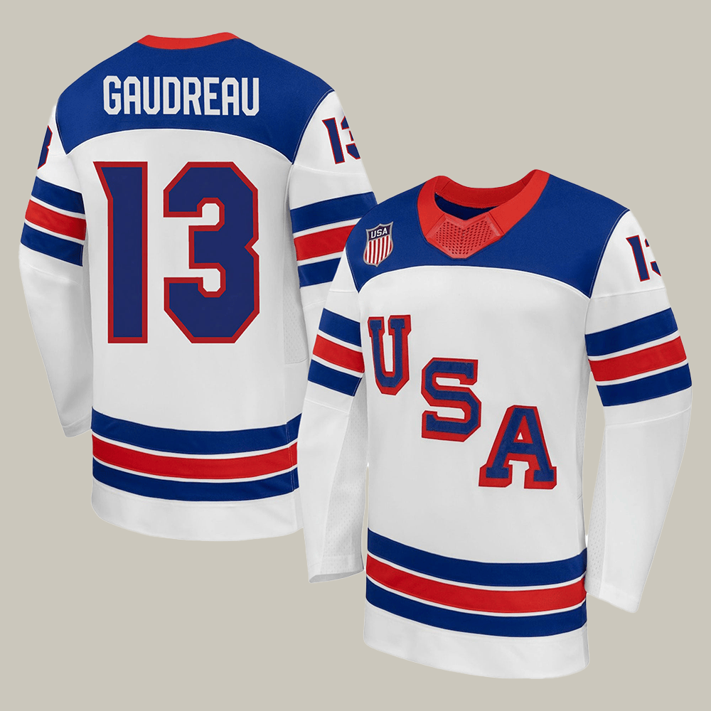 Hockey Team USA Gaudreau 13 Hockey Jersey USA Hockey Olympic Merch Fan Gift For Him